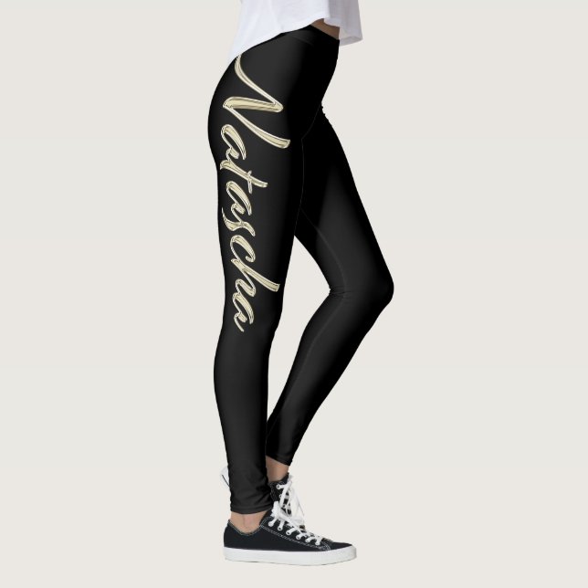 Natascha white gold Handwriting trousers Leggings (Right)