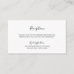 Natasha Calligraphy Black White Wedding Reception Enclosure Card