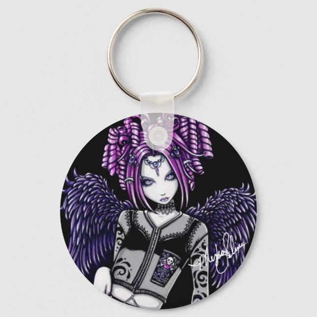 Natasha Gothic Tattoo Angel Keychain (Front)
