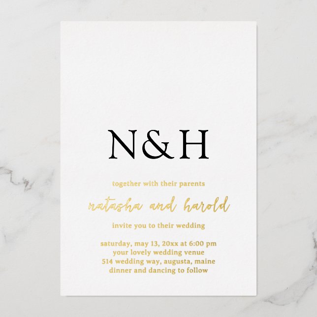 Natasha Monogram Modern Wedding (Front)