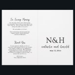 Natasha Monogram Modern Wedding Program<br><div class="desc">Modern folded wedding program (printed on medium grade paper and comes unfolded) featuring a simple and minimal black and white design with your monogram in a bold font along with your names in an elegant handwriting script and your wedding date.</div>