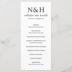 Natasha Monogram Modern Wedding Programme