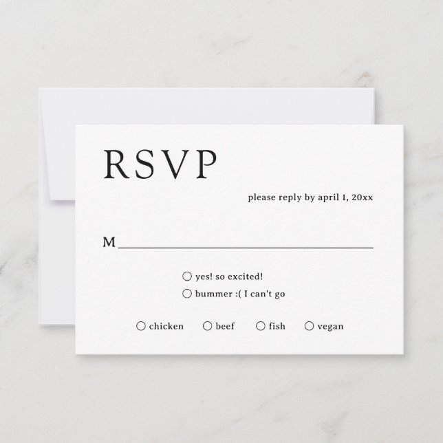 Natasha Monogram Modern Wedding RSVP Card (Front)