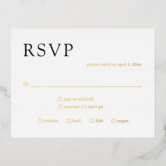 Natasha Monogram Modern Wedding RSVP Card (Front)
