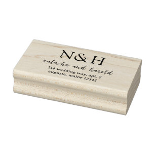 Natasha Monogram Modern Wedding Rubber Stamp