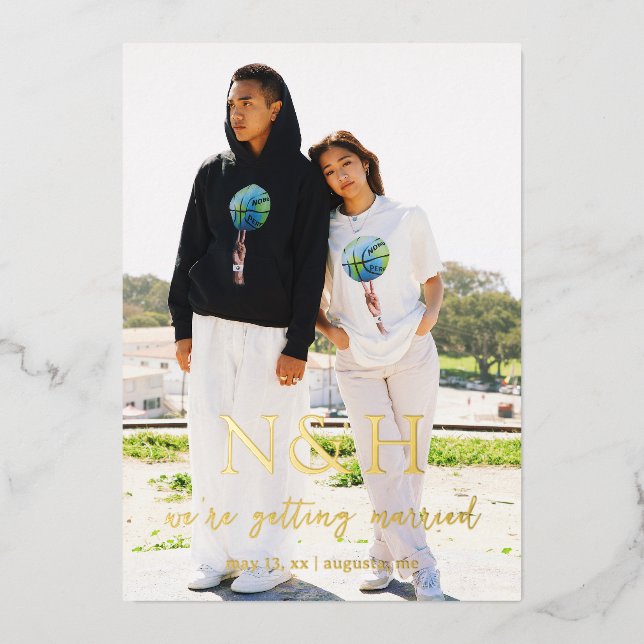 Natasha Monogram Modern Wedding Save the Date (Front)