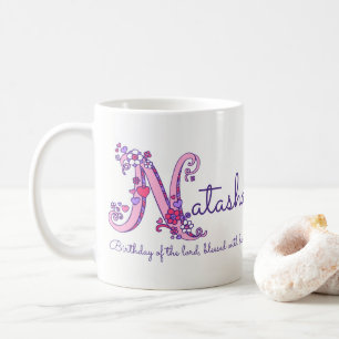 Natasha name meaning personalised N monogram mug