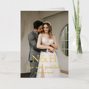 Natasha Photo Monogram Modern Wedding Foil Greeting Card