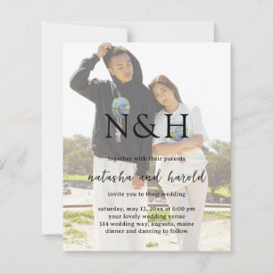 Natasha Photo Monogram Modern Wedding Invitation