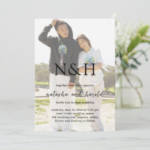 Natasha Photo Monogram Modern Wedding Invitation