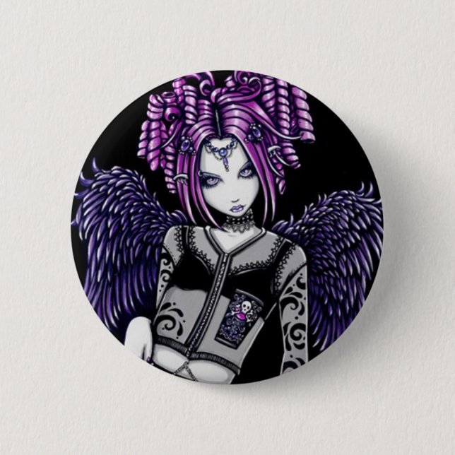 Natasha Pink Purple Angel 6 Cm Round Badge (Front)