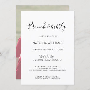 Natasha Rustic Calligraphy Photo Brunch & Bubbly Invitation