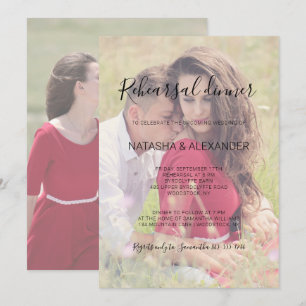 Natasha Rustic Calligraphy Photo Rehearsal Dinner Invitation