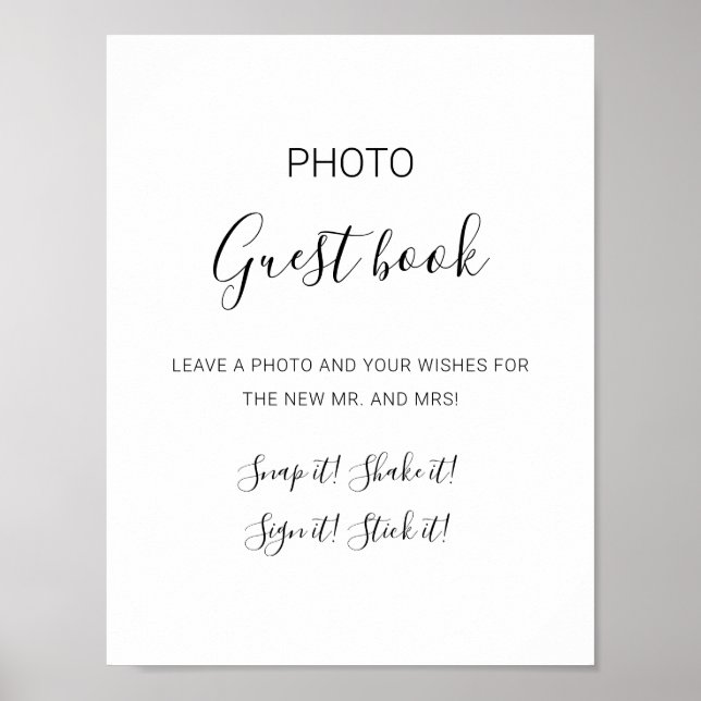 Natasha Simple Photo Guest Book Wedding Sign (Front)