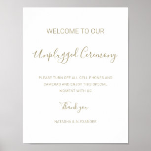 Natasha Unplugged Ceremony Gold Wedding Sign