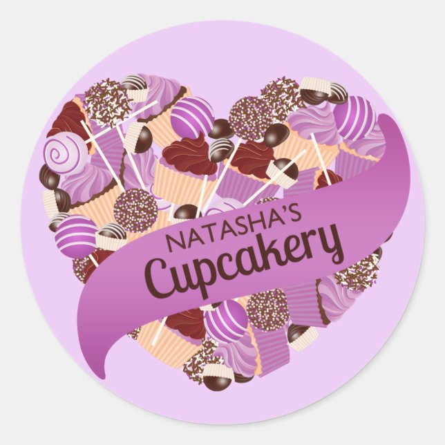 Natasha's Cupcakery Purple Stickers (Front)