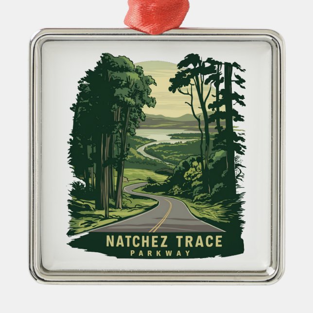 Natchez Trace Parkway Mississippi Forest Metal Tree Decoration (Front)