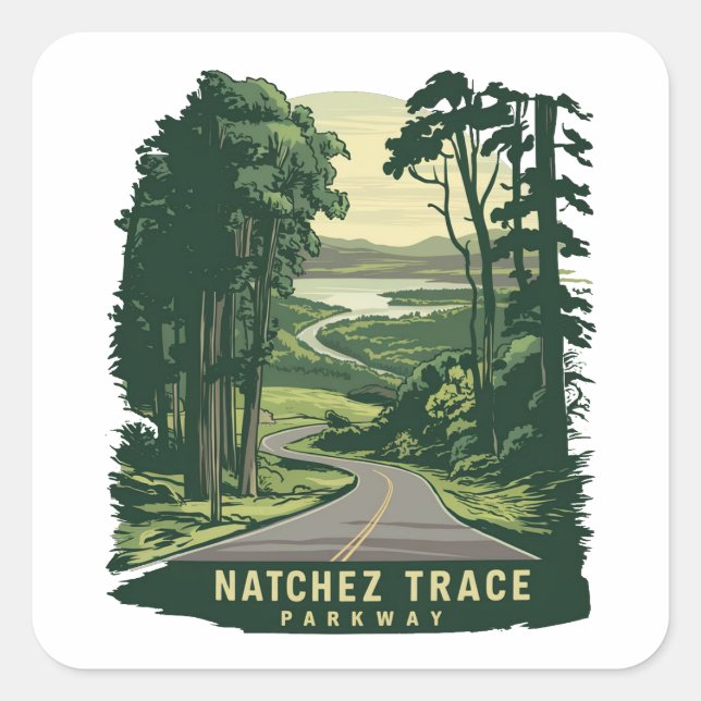 Natchez Trace Parkway Mississippi Forest Square Sticker (Front)