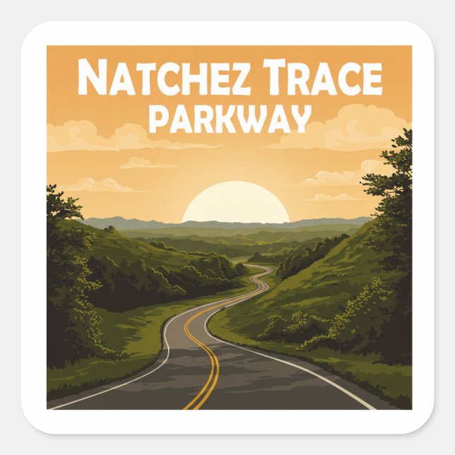 Natchez Trace Parkway Mississippi Landscape Square Sticker (Front)
