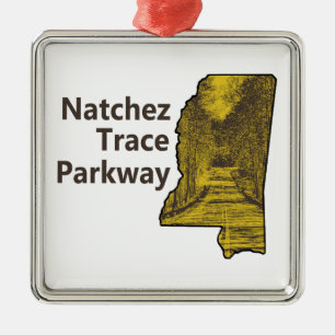 Natchez Trace Parkway Mississippi Map Metal Tree Decoration
