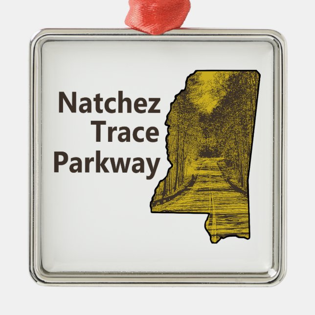 Natchez Trace Parkway Mississippi Map Metal Tree Decoration (Front)
