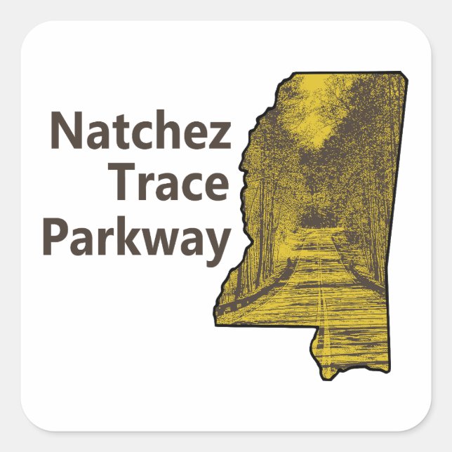 Natchez Trace Parkway Mississippi Map Square Sticker (Front)