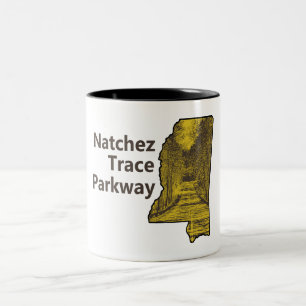 Natchez Trace Parkway Mississippi Map Two-Tone Coffee Mug