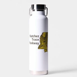 Natchez Trace Parkway Mississippi Map Water Bottle