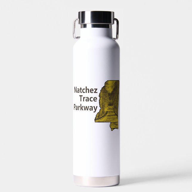 Natchez Trace Parkway Mississippi Map Water Bottle (Front)