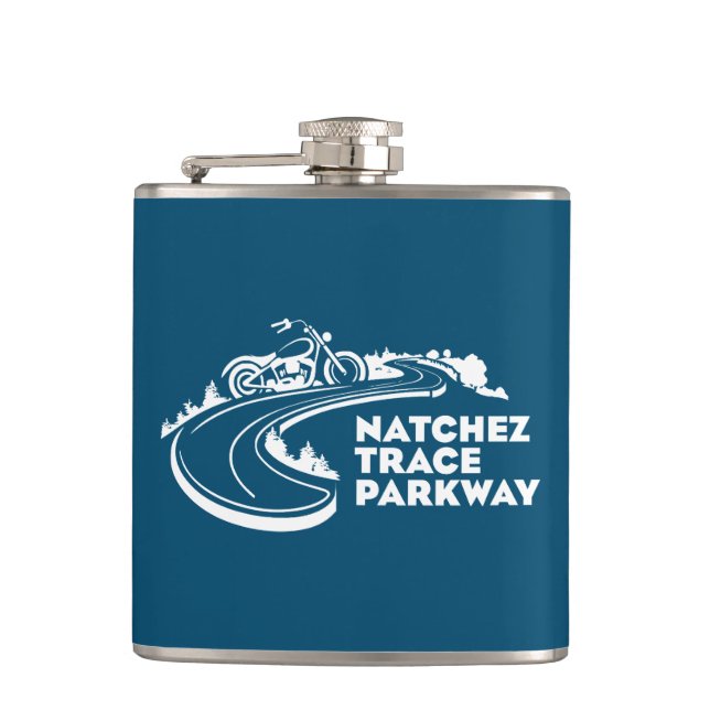 Natchez Trace Parkway Motorcycle Hip Flask (Front)