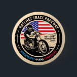 Natchez Trace Parkway National Scenic Byway 6 Cm Round Badge<br><div class="desc">Natchez Trace Parkway done in a vintage,  distressed style emblem. It is a famous All American Road found in Mississippi,  Alabama and Tennessee.</div>