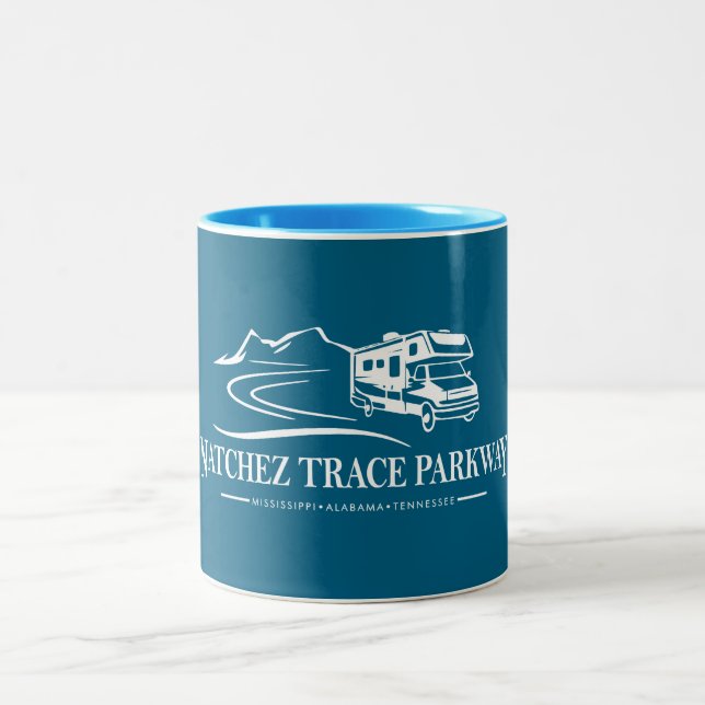 Natchez Trace Parkway Recreational Vehicle Two-Tone Coffee Mug (Center)