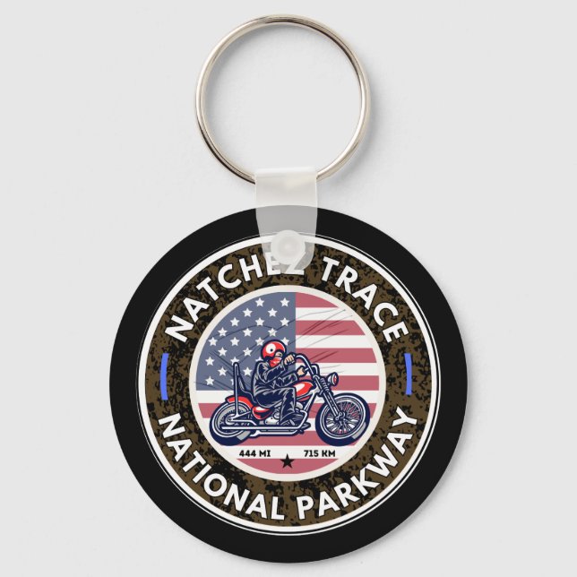 Natchez trace road Mississippi Tennessee motorcycl Key Ring (Front)