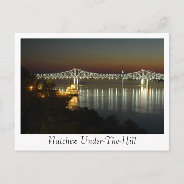 Natchez Under-The-Hill & Bridge Postcard (Front)