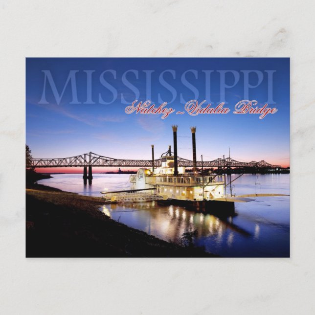 Natchez–Vidalia Bridge and Riverboat Casino Postcard (Front)