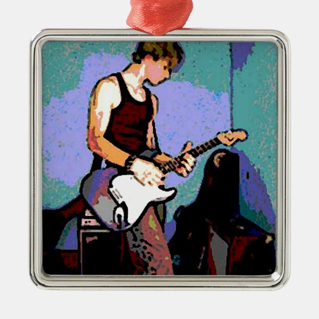 Nate and Guitar Metal Tree Decoration (Front)
