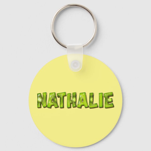 Nathalie Name Kiwi Design Key Fans Key Ring (Front)