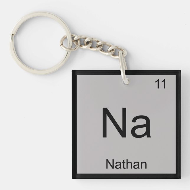 Nathan Name Chemistry Element Periodic Table Key Ring (Front)