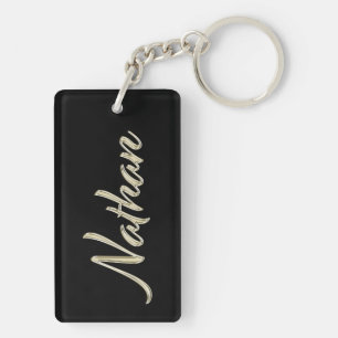 Nathan name whitegold keychain