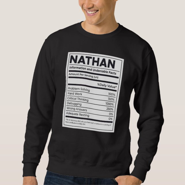Nathan Nutrition Information Problem Solving Hard  Sweatshirt (Front)