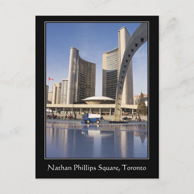 Nathan Phillips Square, Christmas, Toronto border Holiday Postcard (Front)