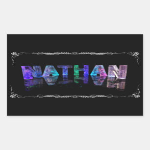 Nathan  - The Name Nathan in 3D Lights (Photograph Rectangular Sticker