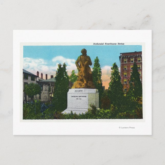 Nathaniel Hawthorne Statue View Postcard (Front)