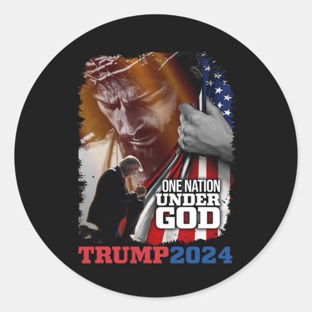 Nation Under God President Trump 2024 America Chri Classic Round Sticker (Front)