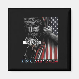 Nation Under God Trump 2024 God American Flag 1  Magnet