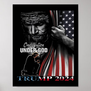 Nation Under God Trump 2024 God American Flag 1  Poster