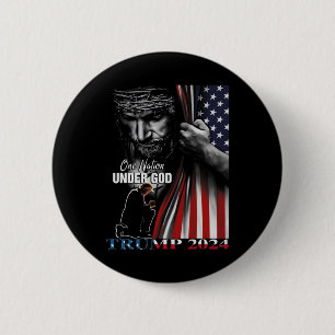 Nation Under God Trump 2024 God American Flag 6 Cm Round Badge