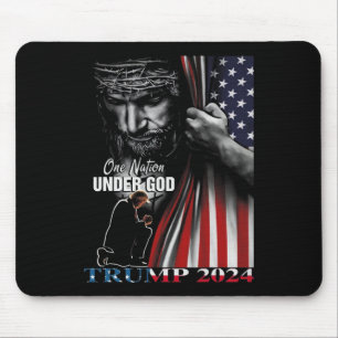 Nation Under God Trump 2024 God American Flag  Mouse Mat