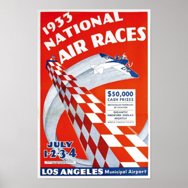 National Air Races, 1933. Vintage Advertising Poster (Front)