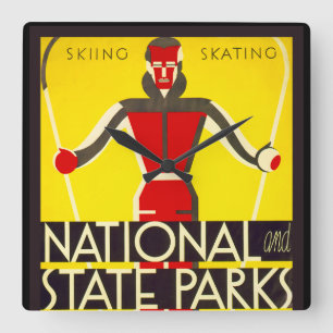 National and state parks, skiing - Dorothy Waugh Square Wall Clock